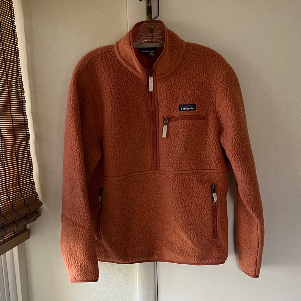 Patagonia Rust Orange Half-Zip Sherpa Fleece